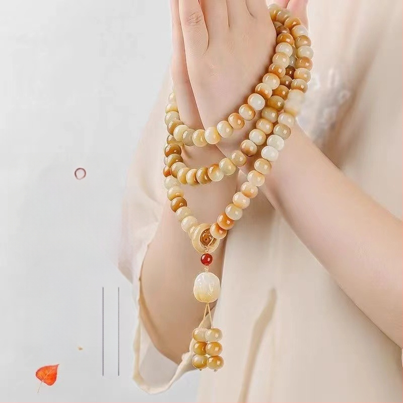 Bodhi saknes rokassprādze ar 108 lodēm, rokdarbs, moderns minimālisms, dāvana sievietēm