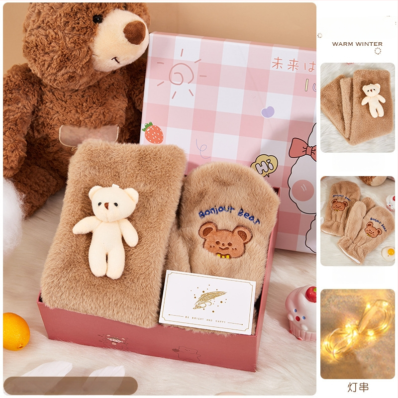 Σετ δώρου κασκόλ σε κουτί δώρου – φθινοπωρινό-χειμερινό, στυλ καρτούν, επιχειρηματικό δώρο