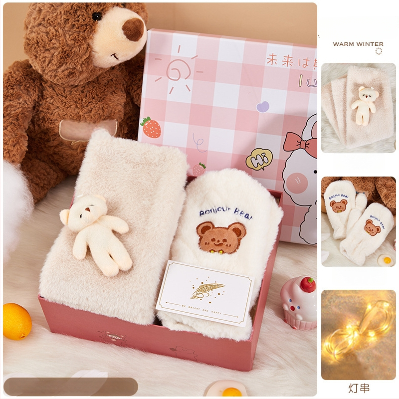 Σετ δώρου κασκόλ σε κουτί δώρου – φθινοπωρινό-χειμερινό, στυλ καρτούν, επιχειρηματικό δώρο