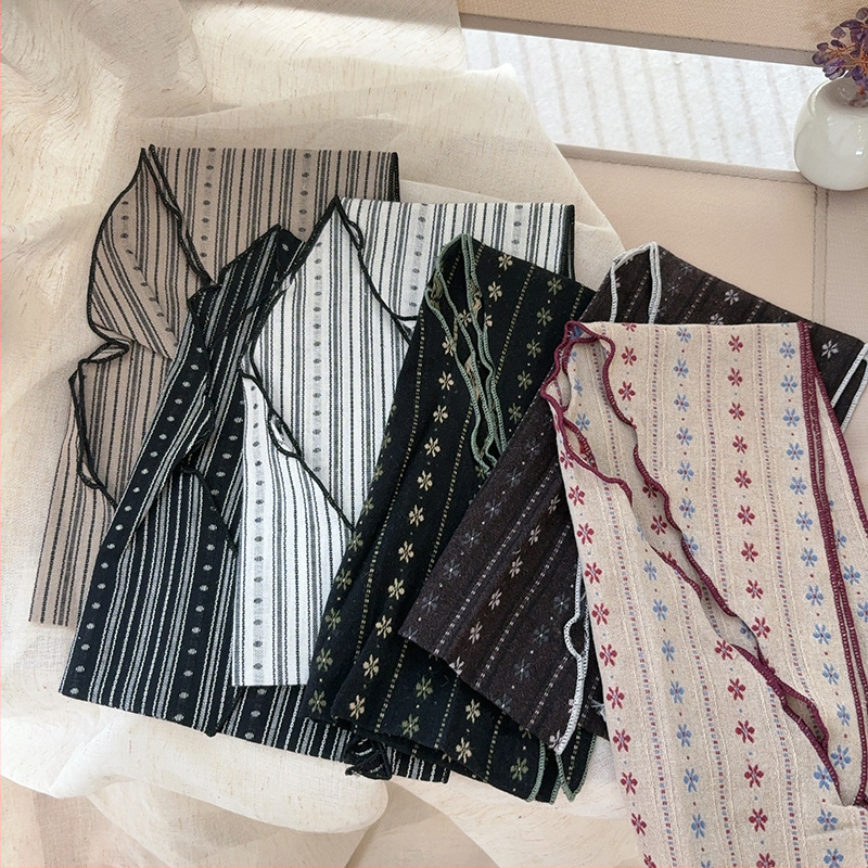 Eșarfă triunghiulară din bumbac – imprimeu floral, stil retro etnic, țesătură simplă, imprimare