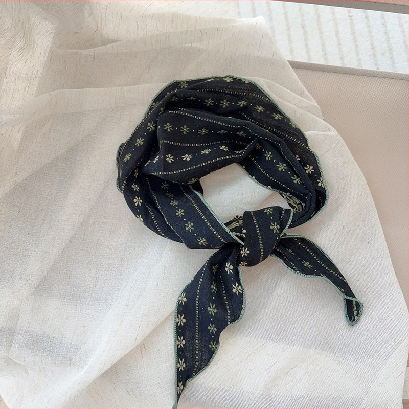 Eșarfă triunghiulară din bumbac – imprimeu floral, stil retro etnic, țesătură simplă, imprimare