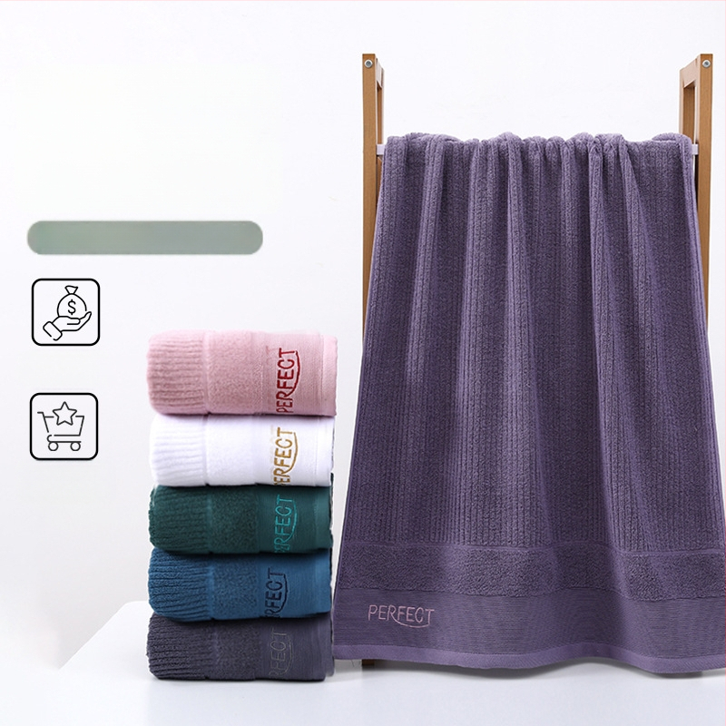 Set ručnika za kupanje od čistog pamuka s vezenim detaljima – Xinheng, 32S pređa, obična tkanina, 170–200 g