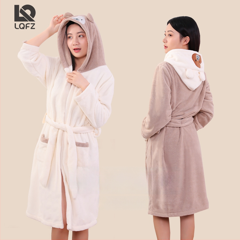 Dječji kupaći ogrtač s kapuljom od koralnog fleec-a, debeo i upijajući, izvezen, unisex