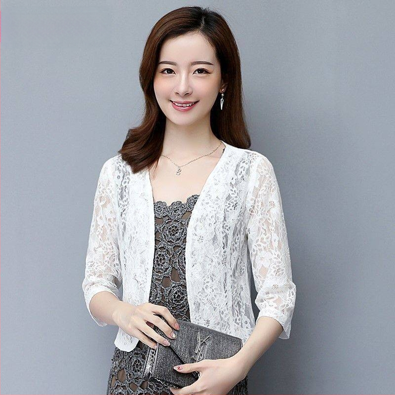 Šalles stilā mežģīņu saules aizsardzības jakete, neilona audums, 95%+ saturs, Upf 40+, garas piedurknes, vasara 2023