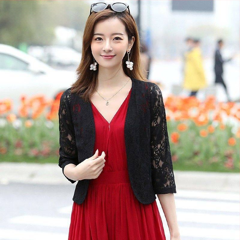 Šalles stilā mežģīņu saules aizsardzības jakete, neilona audums, 95%+ saturs, Upf 40+, garas piedurknes, vasara 2023