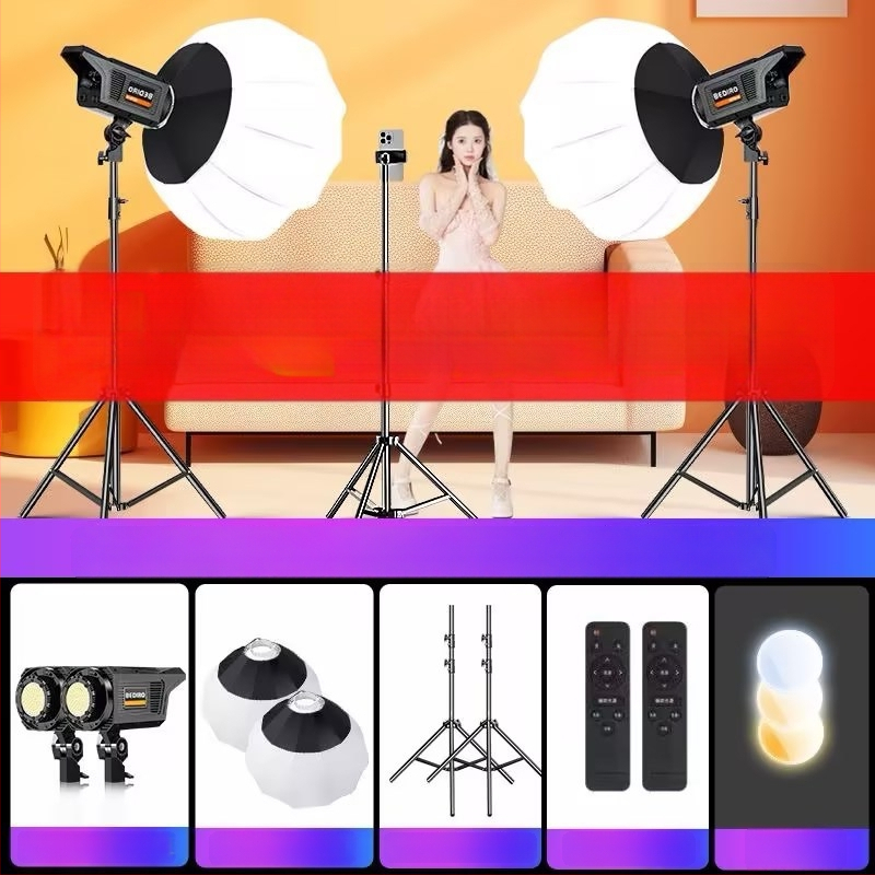 Sferisks mini papildus apgaismojums drēbju tiešraidei ar attālināto kontroli – 10W, modelis 345