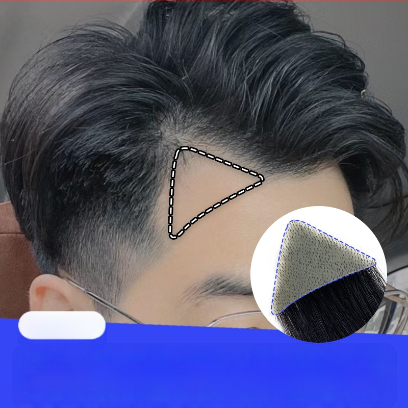 Vīriešu M formas matu līnijas parūka ar sānu matu daļām, rokām austā cilvēka mati, var krāsot