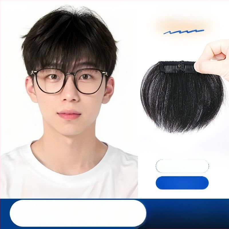 Vyrų plaukų linijos perukė - rankų audimo, ilgi žmogaus plaukai, plaukų linijos dengimas, galima dažyti