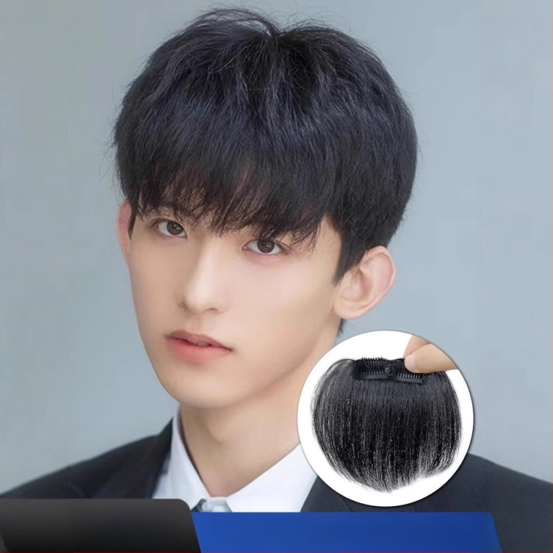 Vyrų plaukų linijos perukė - rankų audimo, ilgi žmogaus plaukai, plaukų linijos dengimas, galima dažyti