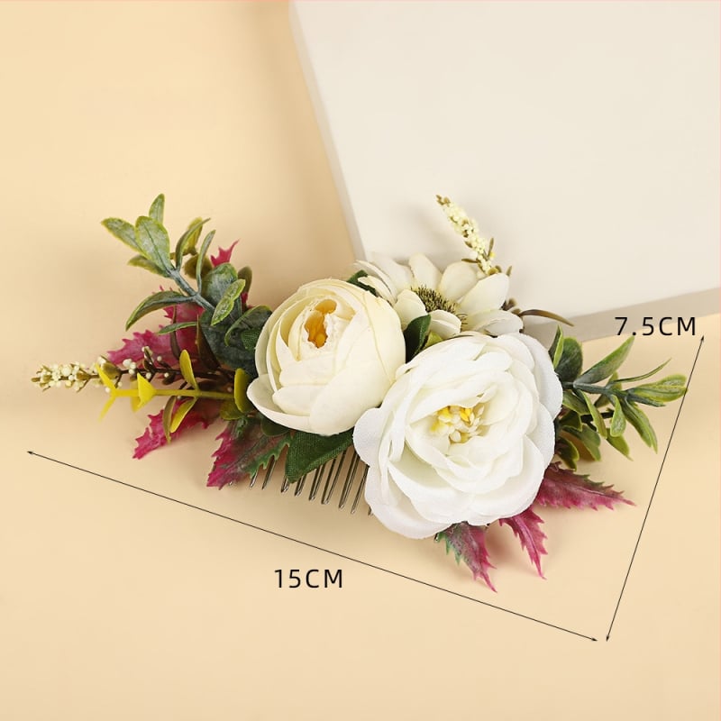 Гребен за коса във форма на цвете, ръчна изработка, материали: плат и пластмасови клонки, прост стил, произход Yiwu