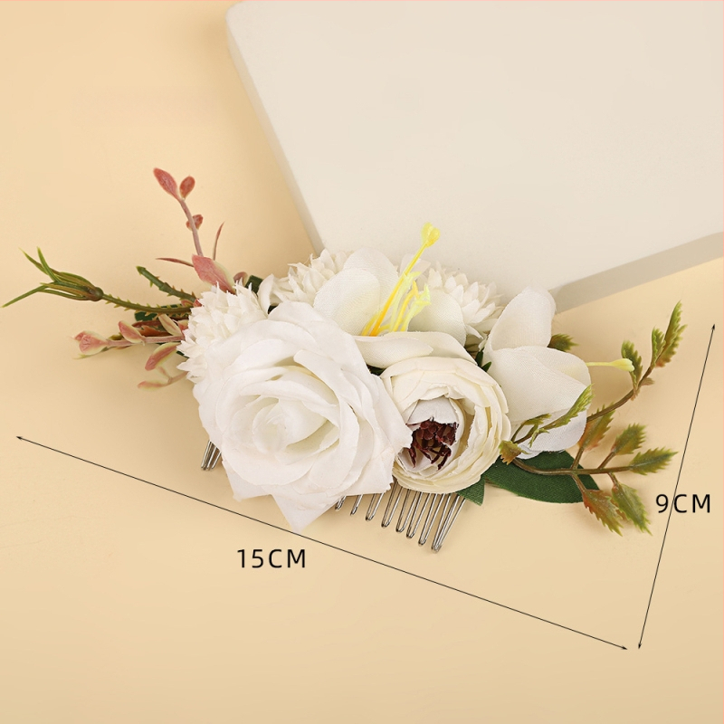 Гребен за коса във форма на цвете, ръчна изработка, материали: плат и пластмасови клонки, прост стил, произход Yiwu