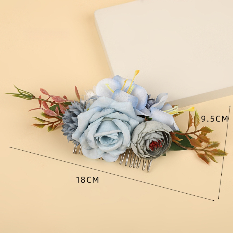 Гребен за коса във форма на цвете, ръчна изработка, материали: плат и пластмасови клонки, прост стил, произход Yiwu