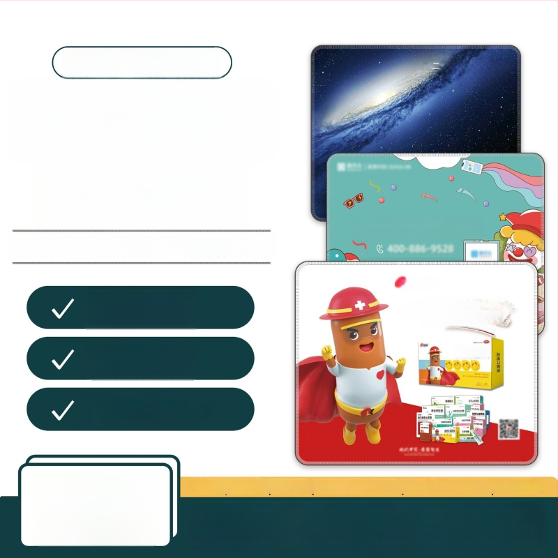 Персонализирана подложка за мишка от гума и кожа, двустранна офисна настолна подложка, печат на лого с топлинен трансфер, OEM обработка