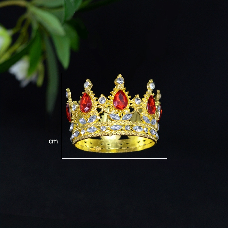 Krona za tortu od legure, K9 čistoća, unisex stil, elektroplatiniranje, bijeli kristali, dekor za dječji rođendan