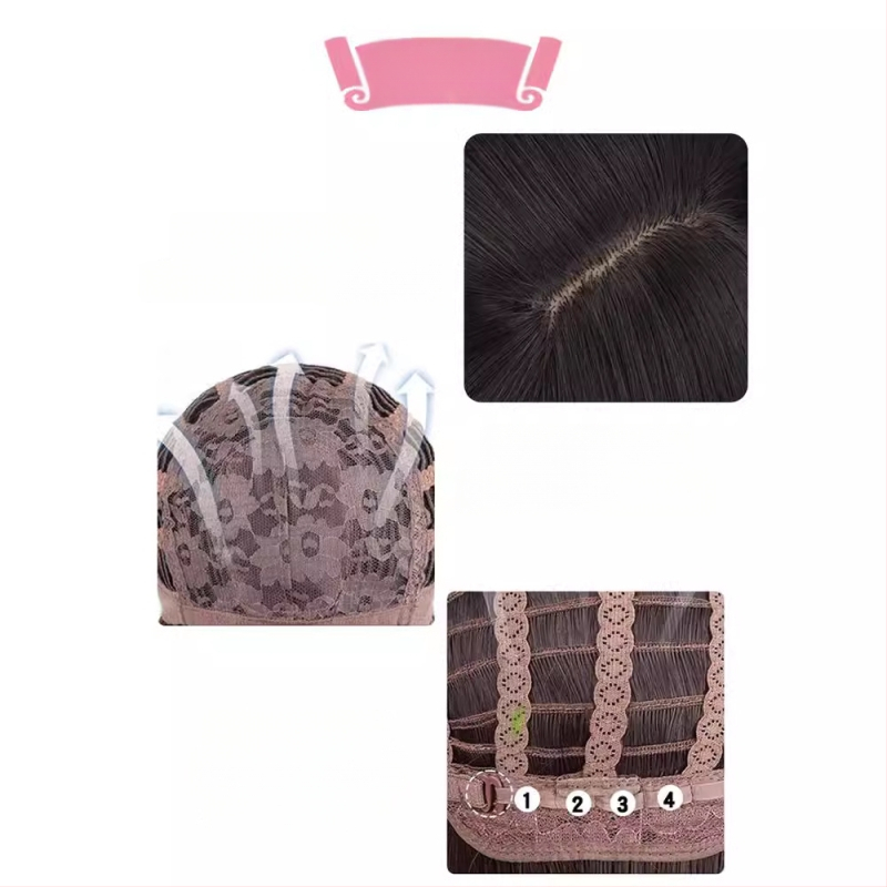 Perucă, păr lung buclat, breton, acoperire completă a capului, fibră rezistentă la temperaturi înalte