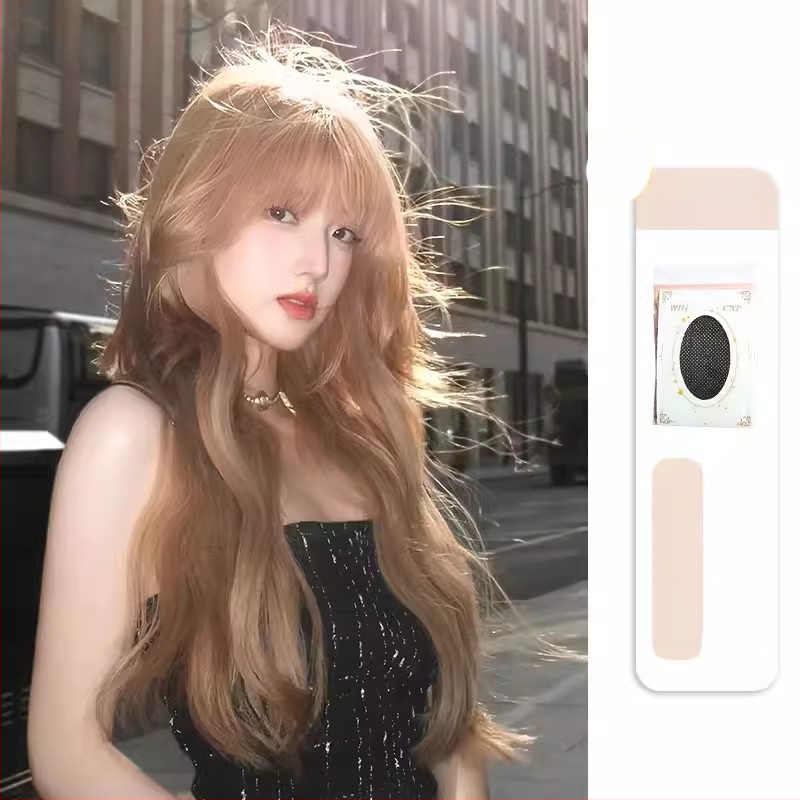 Perucă, păr lung buclat, breton, acoperire completă a capului, fibră rezistentă la temperaturi înalte