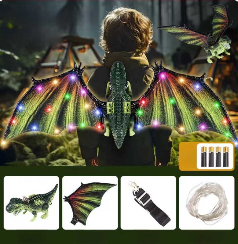 Електрически светещи драконски крила – играчка за деца, движи се и свети, пластмаса, за възраст 4–6 години