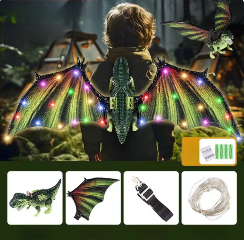 Електрически светещи драконски крила – играчка за деца, движи се и свети, пластмаса, за възраст 4–6 години