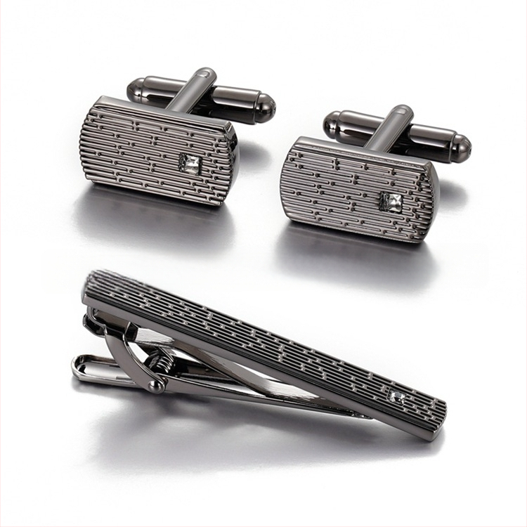 Σετ μανσέτων από χαλκό, ανδρικού γεωμετρικού σχεδιασμού, ενθέτοι κρύσταλλοι