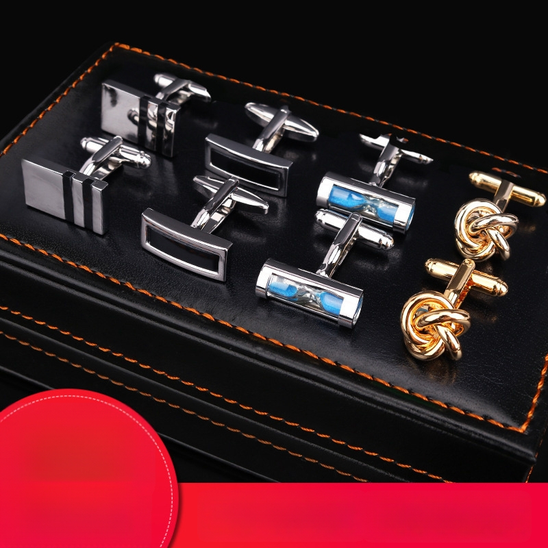 Set butoni pentru manșete și clips cravată, aliaj, unisex, stil geometric, electroplatare
