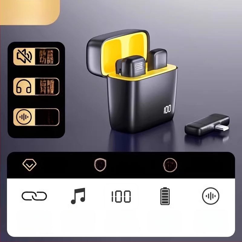 Bezvadu lavalier mikrofons mobilajam telefonam – klips mikrofons, trokšņu slāpēšana, modelis K5-20, virziena slēdzis, SNR ≥70 dB, bez iekšējās akumulatora