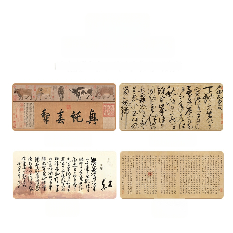 Гумирана подложка за бюро, двустранна, нехлъзгаща, OEM персонализиране, мотиви поезия и живопис