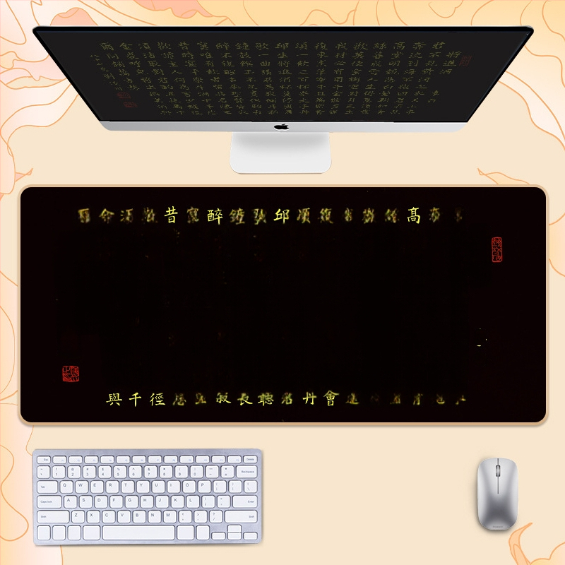 Гумирана подложка за бюро, двустранна, нехлъзгаща, OEM персонализиране, мотиви поезия и живопис