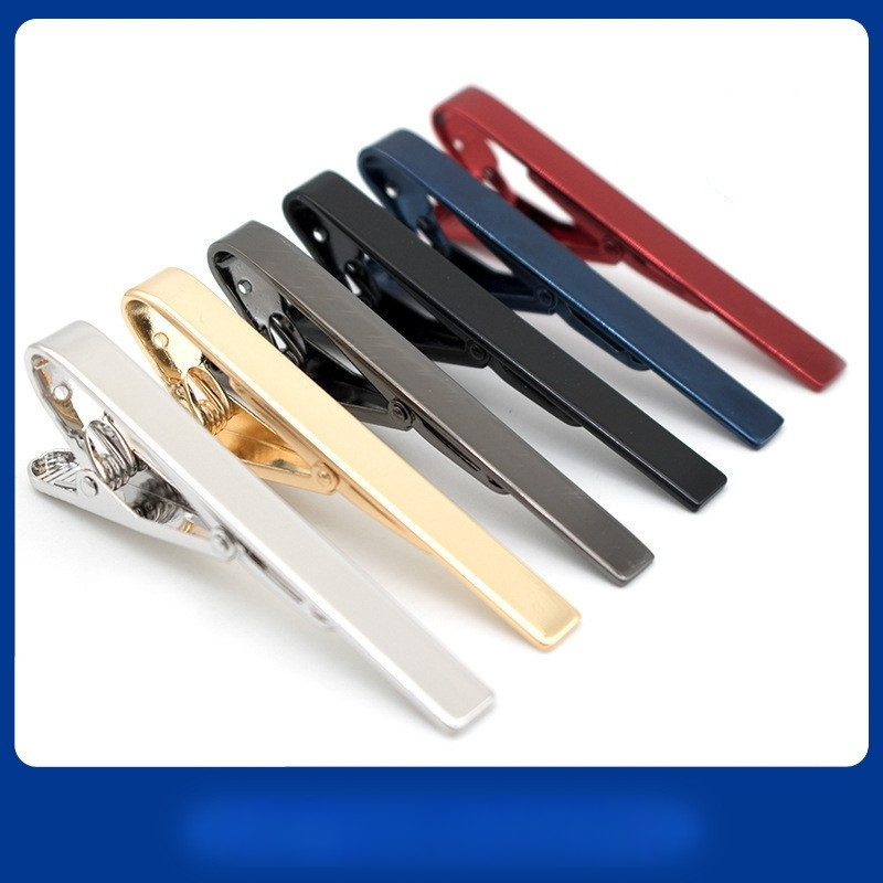 Μεταλλικό κλιπ γραβάτας, ηλεκτροπλατινωμένος χαλκός, επίπεδη κεφαλή, unisex, ατομικά συσκευασμένος