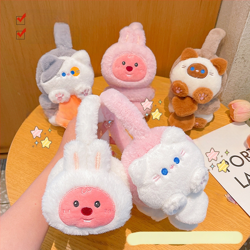 Παιδικά earmuffs, cartoon σχέδιο, Back-Wearing στυλ, συνθετική γούνα λαγουδάκι, χειμώνας ζεστασιά