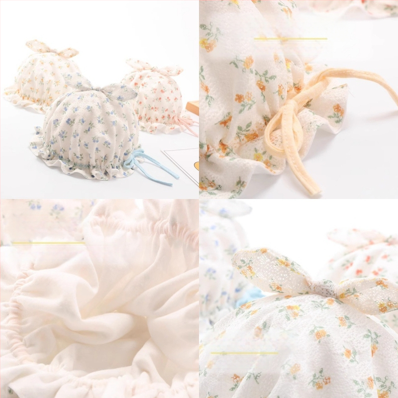 Puuvillane beebipäikesekübar lilleline muster, lühikese visiiriga, kupolikroon, hingav, kevad-sügis, 0–12 kuud