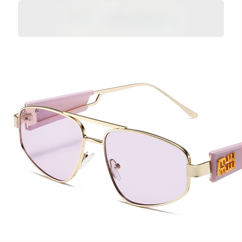 Cat-eye γυαλιά ηλίου για γυναίκες, μεταλλικό πλαίσιο με διπλό γεφύρι, φακοί AC, UV400, μη πολωτικά, πλήρες πλαίσιο, φακοί με καθρέπτη