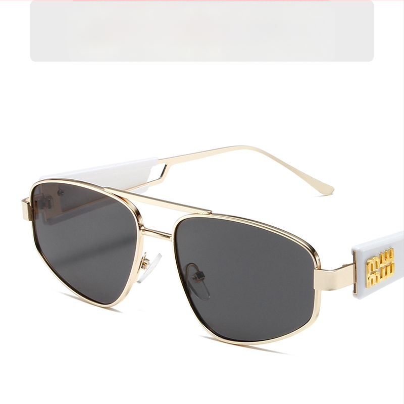 Cat-eye γυαλιά ηλίου για γυναίκες, μεταλλικό πλαίσιο με διπλό γεφύρι, φακοί AC, UV400, μη πολωτικά, πλήρες πλαίσιο, φακοί με καθρέπτη
