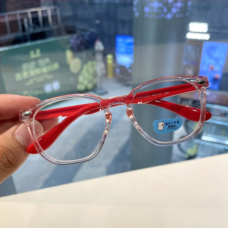 Παιδικά γυαλιά κατά της μπλε ακτινοβολίας, πλαίσιο σιλικόνης, φακοί ρητίνης, τετράγωνο σχήμα, UV400