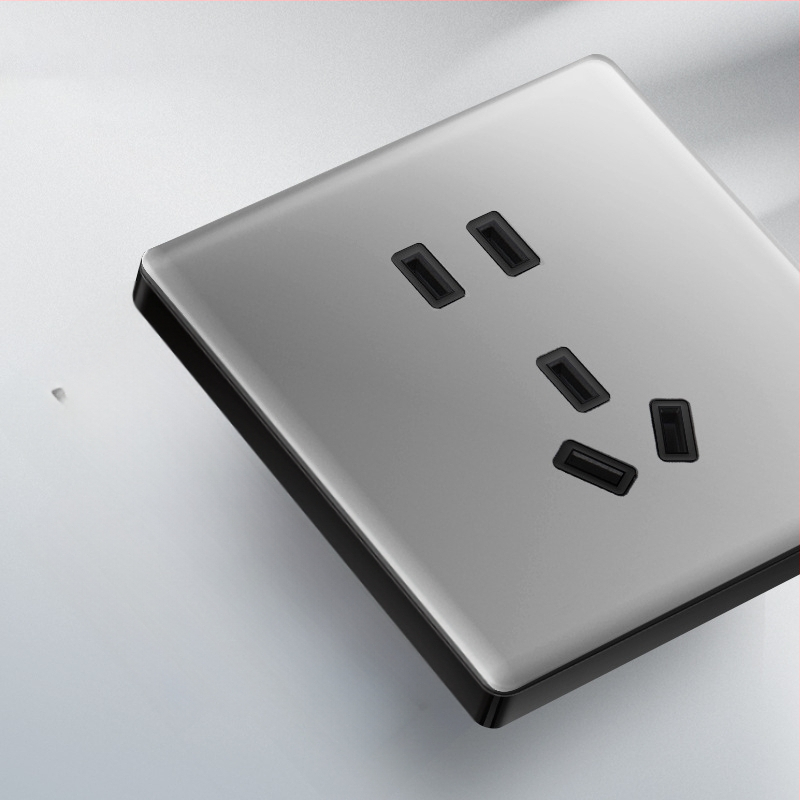 Priză USB ascunsă cu întrerupător din sticlă temperată, tip 86, LED, montaj 60x60 mm, contacte din bronz tin-fosfor