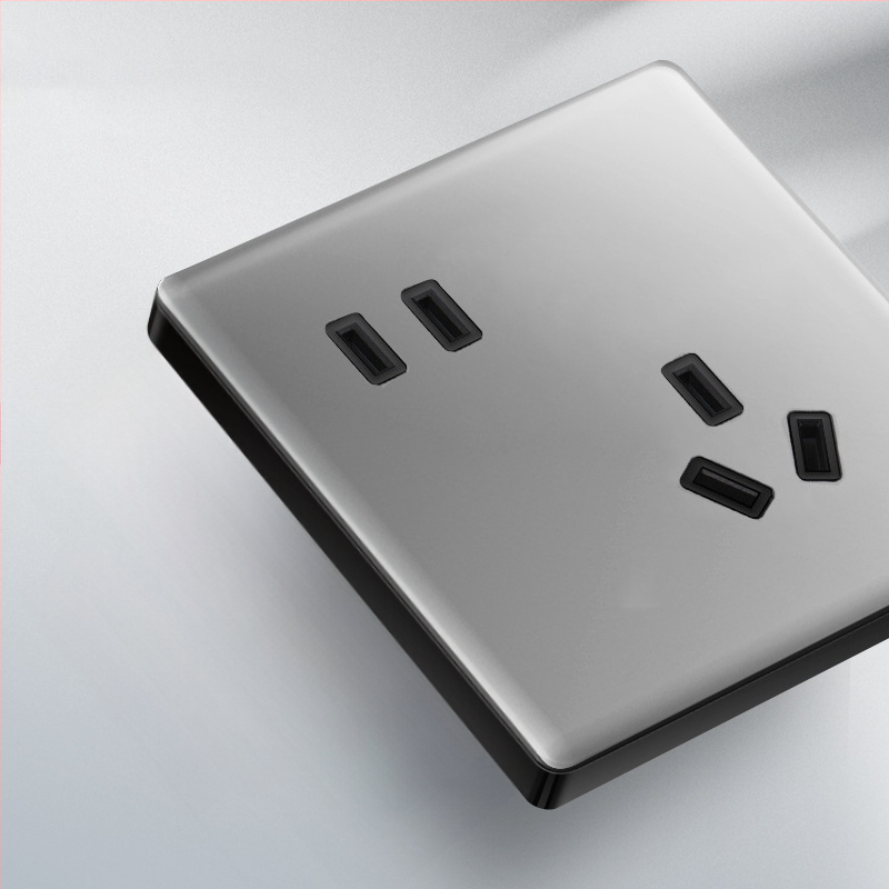 Priză USB ascunsă cu întrerupător din sticlă temperată, tip 86, LED, montaj 60x60 mm, contacte din bronz tin-fosfor