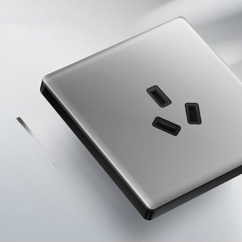 Priză USB ascunsă cu întrerupător din sticlă temperată, tip 86, LED, montaj 60x60 mm, contacte din bronz tin-fosfor