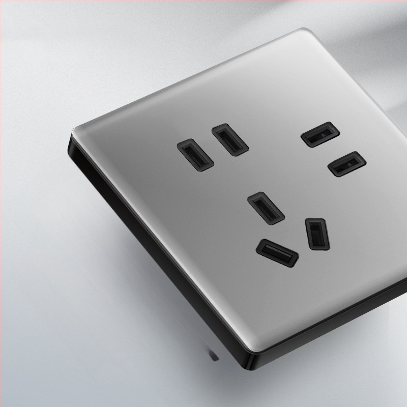 Priză USB ascunsă cu întrerupător din sticlă temperată, tip 86, LED, montaj 60x60 mm, contacte din bronz tin-fosfor