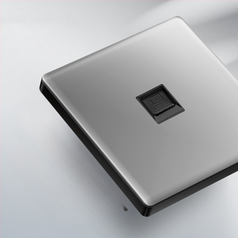 Priză USB ascunsă cu întrerupător din sticlă temperată, tip 86, LED, montaj 60x60 mm, contacte din bronz tin-fosfor