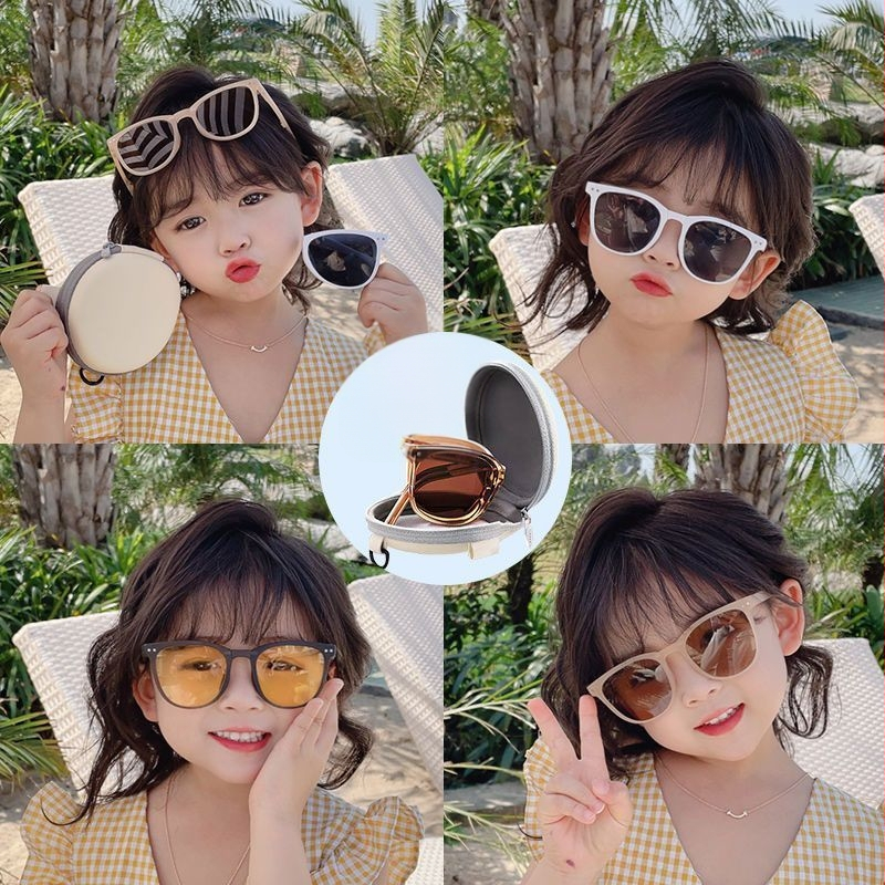 Διπλωτά παιδικά γυαλιά ηλίου με UV προστασία για αγόρια και κορίτσια (Σετ φακών; Φακοί από ρητίνη; Σκελετός: TR+μέταλλο, ρητίνη; Ιδιαίτερα διαμορφωμένος καθρεπτης; Προστασία UV: Κατηγορία 2)