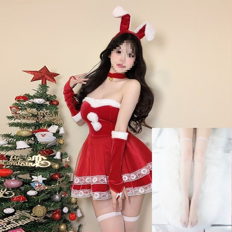 Cosplay kostīms za zaķa meiteni - universāls, stjuardess stila komplekts ar kažokādas apkakli, bez piedurknēm, spandeksa maisījums, piecu ceturtdaļu garuma bikses, pavasaris 2025