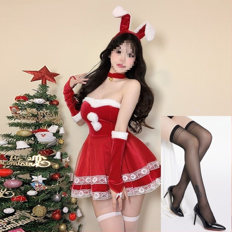 Cosplay kostīms za zaķa meiteni - universāls, stjuardess stila komplekts ar kažokādas apkakli, bez piedurknēm, spandeksa maisījums, piecu ceturtdaļu garuma bikses, pavasaris 2025