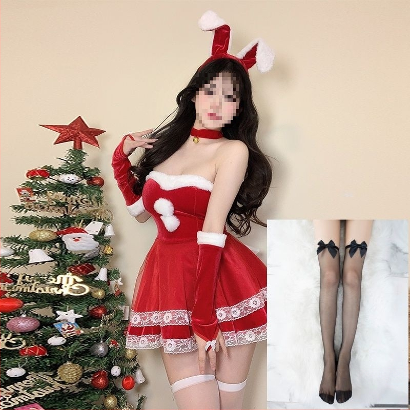 Cosplay kostīms za zaķa meiteni - universāls, stjuardess stila komplekts ar kažokādas apkakli, bez piedurknēm, spandeksa maisījums, piecu ceturtdaļu garuma bikses, pavasaris 2025