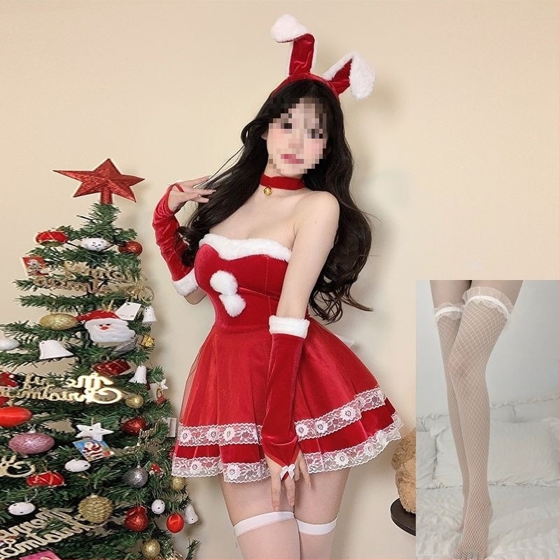 Cosplay kostīms za zaķa meiteni - universāls, stjuardess stila komplekts ar kažokādas apkakli, bez piedurknēm, spandeksa maisījums, piecu ceturtdaļu garuma bikses, pavasaris 2025