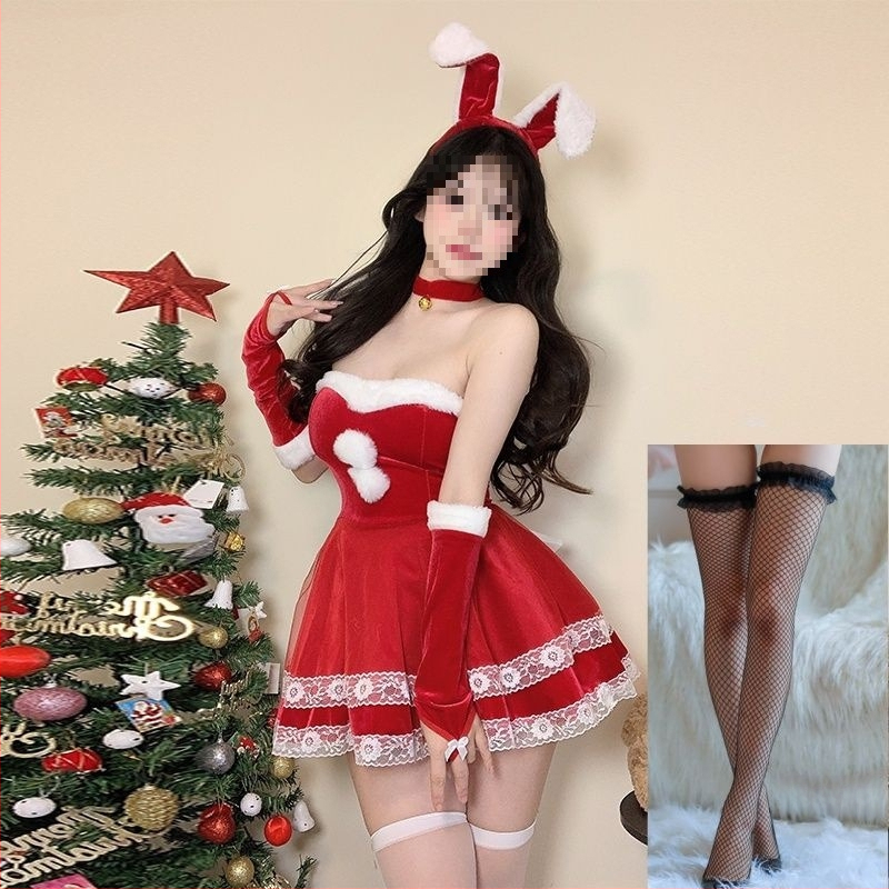 Cosplay kostīms za zaķa meiteni - universāls, stjuardess stila komplekts ar kažokādas apkakli, bez piedurknēm, spandeksa maisījums, piecu ceturtdaļu garuma bikses, pavasaris 2025