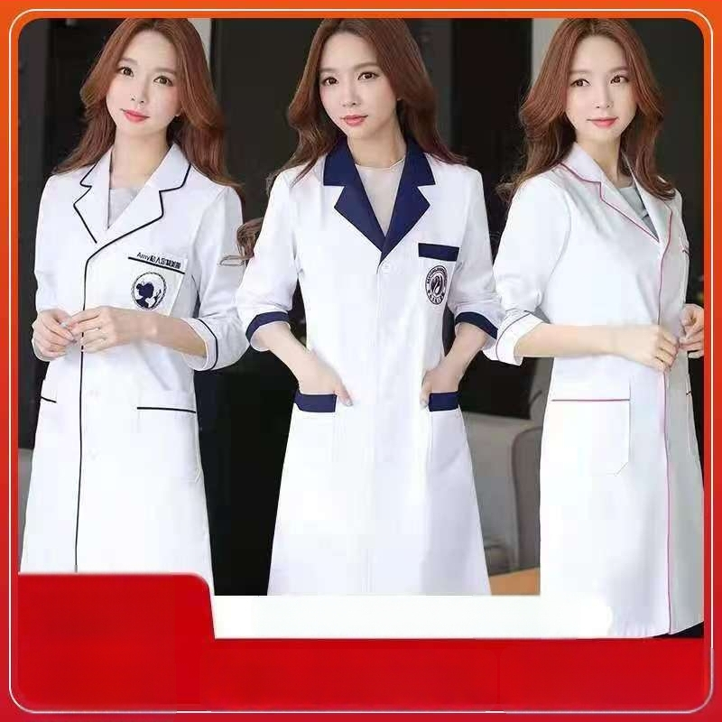 Kosmetoloģijas salonam universāla īsa darba jaka ar kažokādas apkakli, 3/4 garuma piedurknes, chenille audums ar spandex 30–50%, radiācijas aizsardzība