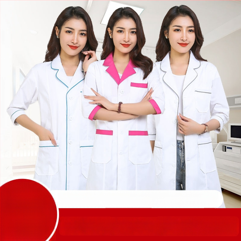 Kosmetoloģijas salonam universāla īsa darba jaka ar kažokādas apkakli, 3/4 garuma piedurknes, chenille audums ar spandex 30–50%, radiācijas aizsardzība