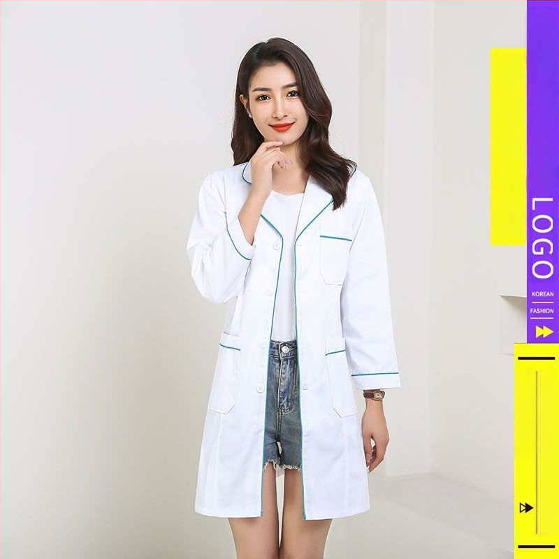 Kosmetoloģijas salonam universāla īsa darba jaka ar kažokādas apkakli, 3/4 garuma piedurknes, chenille audums ar spandex 30–50%, radiācijas aizsardzība