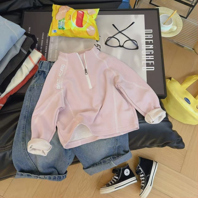 Bērnu augstas kakla džemperis, unisex, vienkrāsains, garas piedurknes, pulovera stils, bez kapuces, mīksts materiāls, 90% poliesters