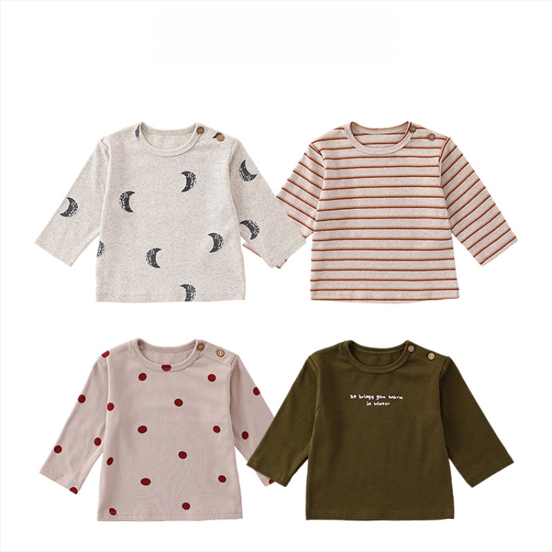 Bērnu kokvilnas garām piedurknēm T-krekls ar apaļu kaklu, 95% kokvilna, vecums 1–3 gadi, pavasaris un rudens 2025