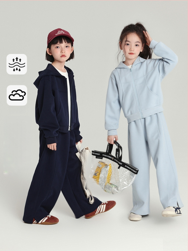 Bērnu divdaļīgs kapucēts komplekts: džemperis ar kapuci un bikses, korejas stils, vienkrāsains audums 68% kokvilnas, 3–8 gadi, rudens kolekcija